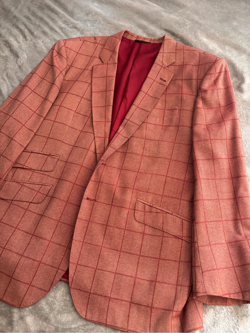 Ermenegildo Zegna Red Windowpane Sport Coat